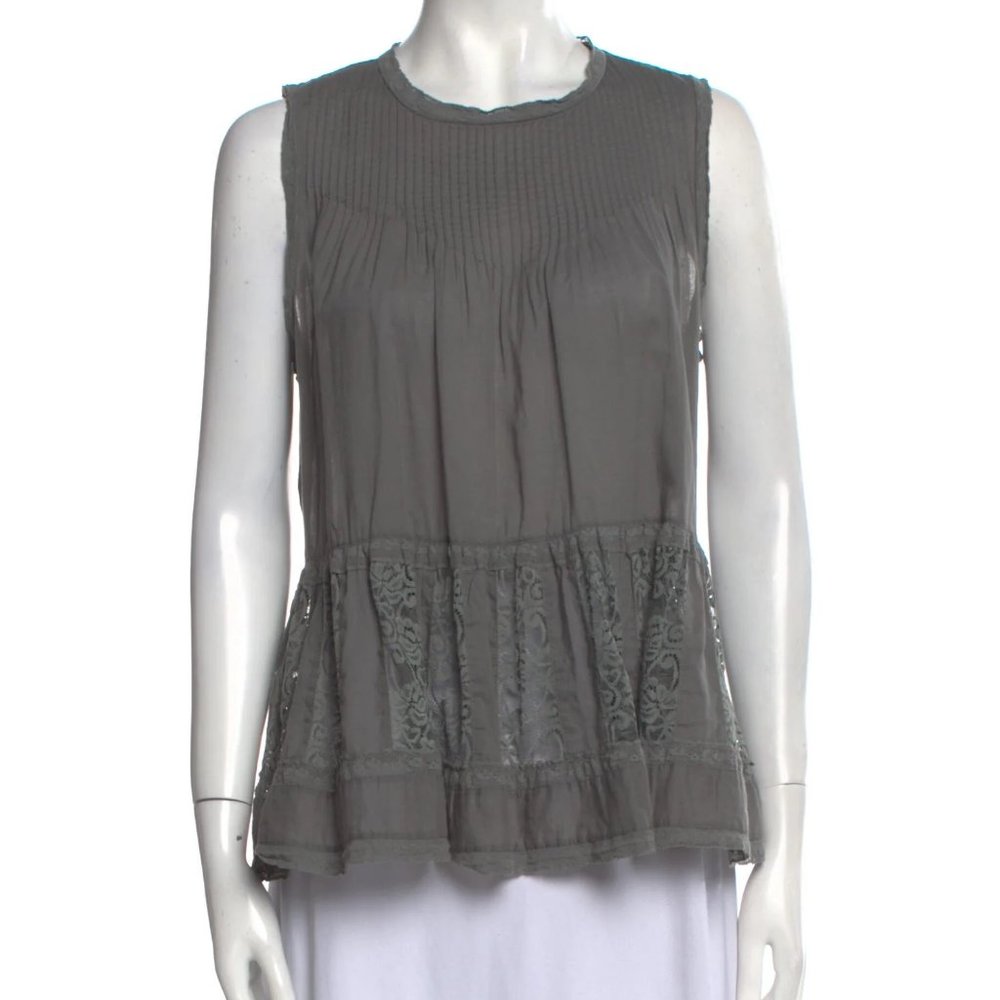 THE GREAT. Lace Sleeveless Blouse (Gray) 0/XS
